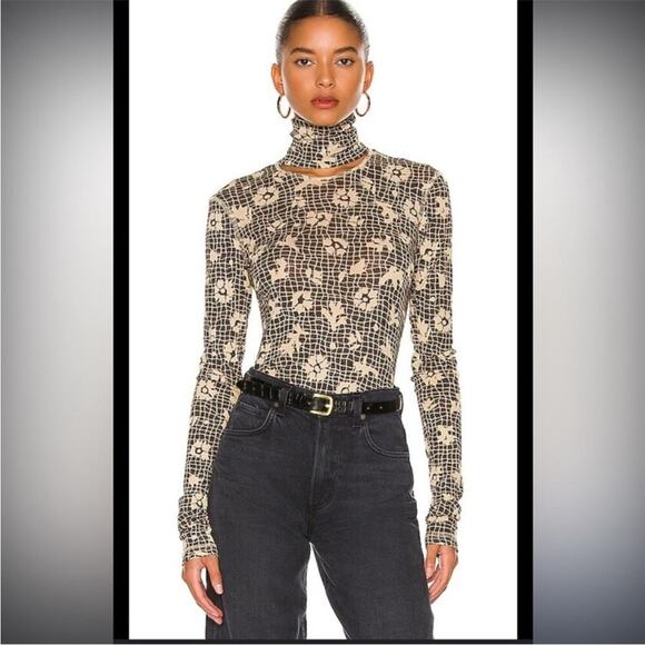 Nanushka Hanny Floral Web Sheer Cutout Turtleneck Size Small - Picture 1 of 7